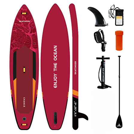 Lethe Boards Skatinger RED Chance Touring 350x82x15 cm Şişme Sörf Tahtası Full Set SUP Paddle Board