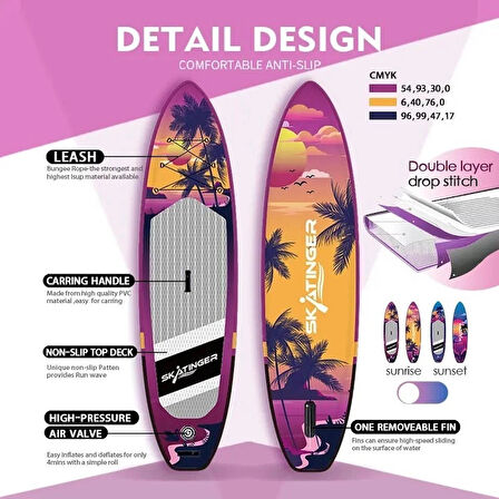 Lethe Boards SUNRISE SUP Board Skatinger 335 x 84 x 15 cm Tam Set Paddle Board