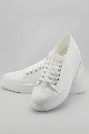 Kadın Moda Şık Beyaz Dolgu Topuklu Ayakkabı Topuklu Düğün Nişan Gece Abiye Ayakkabı