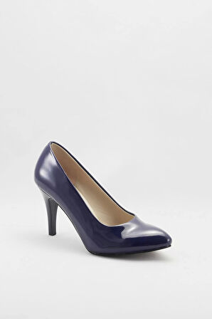 Kadın Moda Şık Lacivert Klasik Topuklu Ayakkabı Topuklu Düğün Nişan Gece Abiye Ayakkabı