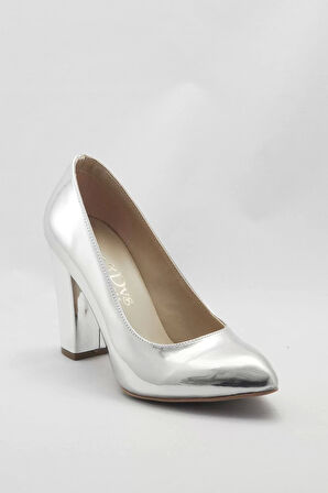 Kadın Moda Şık Gümüş Klasik Topuklu Ayakkabı Topuklu Düğün Nişan Gece Abiye Ayakkabı