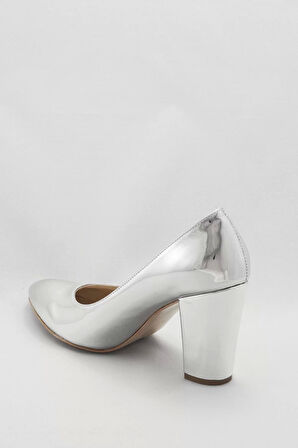 Kadın Moda Şık Gümüş Klasik Topuklu Ayakkabı Topuklu Düğün Nişan Gece Abiye Ayakkabı