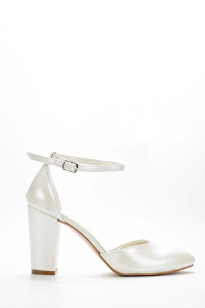 Kadın Moda Şık Sedef Cilt Topuklu Bilek Bağlamalı Klasik Ayakkabı Düğün Nişan Gece Abiye Ayakkabı