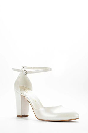 Kadın Moda Şık Sedef Cilt Topuklu Bilek Bağlamalı Klasik Ayakkabı Düğün Nişan Gece Abiye Ayakkabı