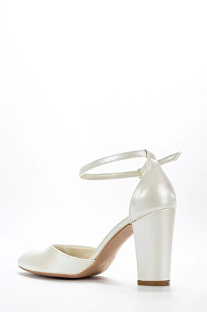 Kadın Moda Şık Sedef Cilt Topuklu Bilek Bağlamalı Klasik Ayakkabı Düğün Nişan Gece Abiye Ayakkabı