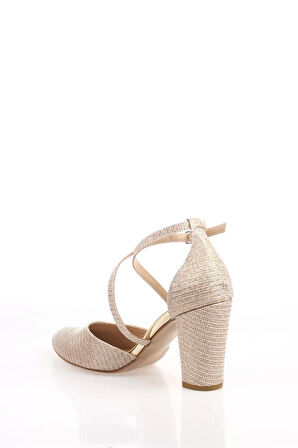 Kadın Moda Şık Gold Mercan Topuklu Zarif Tasarım Yüksek Topuk Düğün Nişan Gece Abiye Ayakkabı