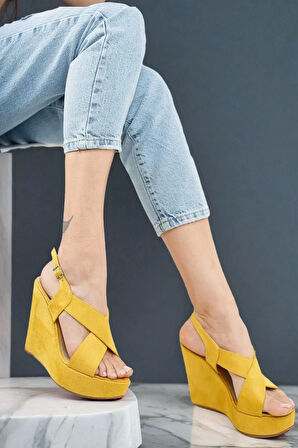 Kadın Elegant Ayakkabı Yazlık Dolgu Topuk Ayakkabı Özel Tasarım Abiye Ayakkabı