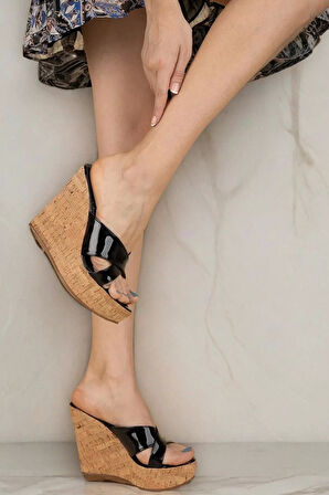 Kadın Elegant Ayakkabı Dolgu Topuklu Terlik Özel Tasarım Abiye Ayakkabı