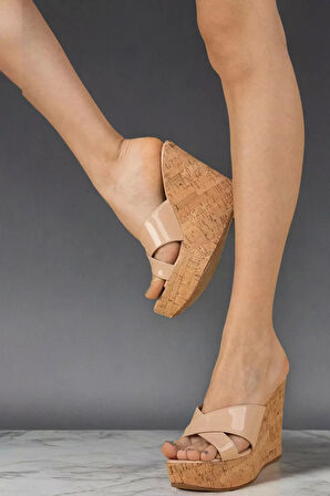 Kadın Elegant Ayakkabı Dolgu Topuklu Terlik Özel Tasarım Abiye Ayakkabı