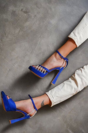 Kadın Elegant Ayakkabı Taş Detaylı Alçak Platform Özel Tasarım Abiye Ayakkabı