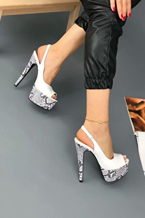 Kadın Elegant Ayakkabı Yüksek İnce Topuklu Ayakkabı Beyaz Rugan Özel Tasarım Abiye Ayakkabı