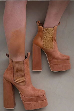 Kadın Elegant Ayakkabı Haki Tasarım Çift Platform Ayakkabı Özel Tasarım Abiye Ayakkabı