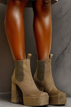 Kadın Elegant Ayakkabı Kalın Yüksek Topuk Lastikli Bot Özel Tasarım Abiye Ayakkabı