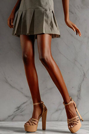 Şık Tasarım Nude Platform Ayakkabı Şık ve Zarif Abiye Ayakkabı