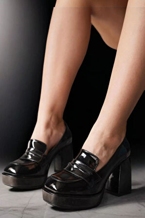 Kadın Elegant Ayakkabı Platform Kalın Topuklu Loafer Özel Tasarım Abiye Ayakkabı