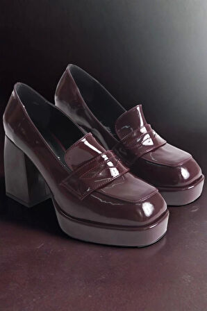 Kadın Elegant Ayakkabı Platform Kalın Topuklu Loafer Özel Tasarım Abiye Ayakkabı