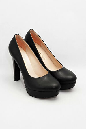 Kadın Moda Şık Siyah Klasik Topuklu Ayakkabı Topuklu Düğün Nişan Gece Abiye Ayakkabı