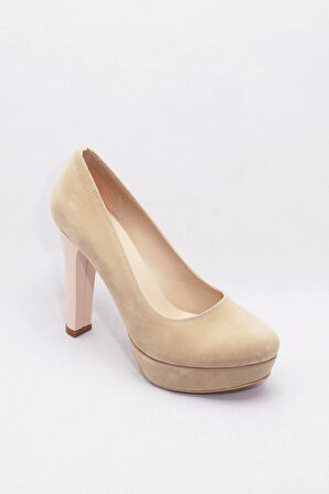 Kadın Moda Şık Vizon Klasik Topuklu Ayakkabı Topuklu Düğün Nişan Gece Abiye Ayakkabı