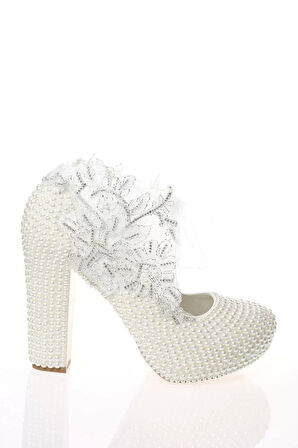 Kadın Moda Şık Sedef Ayakkabı Topuklu Zarif Tasarım Düğün Nişan Gece Abiye Ayakkabı