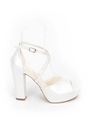 Kadın Moda Şık Sedef Cilt Topuklu Zarif Tasarım Yüksek Topuk Düğün Nişan Gece Abiye Ayakkabı