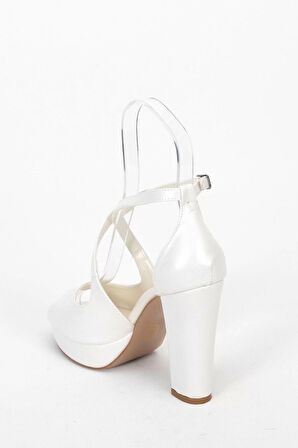 Kadın Moda Şık Sedef Cilt Topuklu Zarif Tasarım Yüksek Topuk Düğün Nişan Gece Abiye Ayakkabı