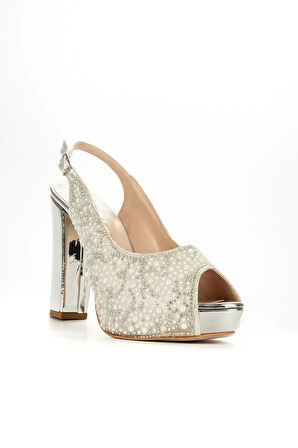 Kadın Moda Şık Gold Ayna Full Inci Taş Düğün Nişan Gece Abiye Ayakkabı