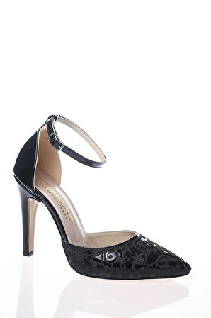 Kadın Moda Ayna Desenli Lazer Kesim Stiletto Klasik Ayakkabı Topuklu Nişan Gece Abiye Ayakkabı