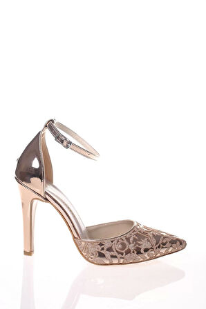 Kadın Moda Ayna Desenli Lazer Kesim Stiletto Klasik Ayakkabı Topuklu Nişan Gece Abiye Ayakkabı
