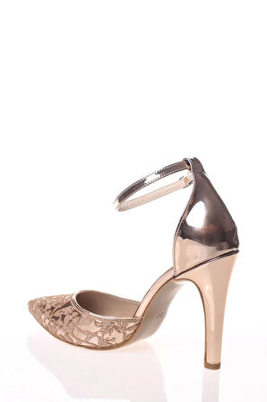 Kadın Moda Ayna Desenli Lazer Kesim Stiletto Klasik Ayakkabı Topuklu Nişan Gece Abiye Ayakkabı