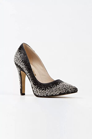 Kadın Moda Şık Gold Sultan Çift Renktaşlı Klasik Sivri Ince Düğün Nişan Gece Abiye Ayakkabı