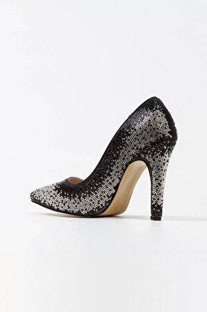 Kadın Moda Şık Gold Sultan Çift Renktaşlı Klasik Sivri Ince Düğün Nişan Gece Abiye Ayakkabı