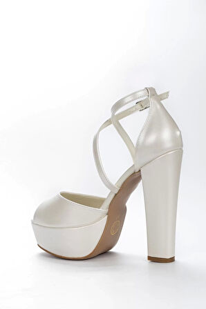 Kadın Moda Şık Sedef Platformlu Topuklu Ayakkabı Topuklu Düğün Nişan Gece Abiye Ayakkabı