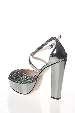 Kadın Moda Şık Gold Ayna Yüz Kristal Lazer Topuklu Düğün Nişan Gece Abiye Ayakkabı