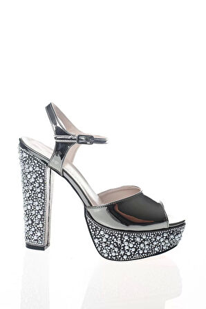 Kadın Moda Şık Altın Ayna Ökçe Poli İnci Topuklu Zarif Tasarım Düğün Nişan Gece Abiye Ayakkabı