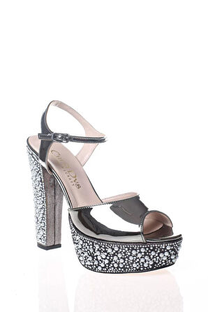 Kadın Moda Şık Altın Ayna Ökçe Poli İnci Topuklu Zarif Tasarım Düğün Nişan Gece Abiye Ayakkabı