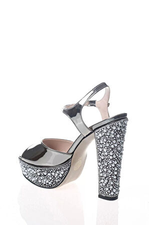 Kadın Moda Şık Altın Ayna Ökçe Poli İnci Topuklu Zarif Tasarım Düğün Nişan Gece Abiye Ayakkabı