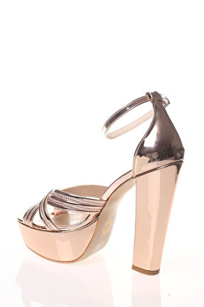 Kadın Moda Şık Sarı Gold Çapraz Bant Topuklu Zarif Tasarım Düğün Nişan Gece Abiye Ayakkabı