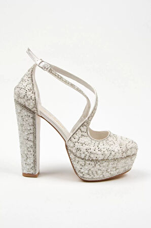 Kadın Moda Şık Gold Full Inci Zarif Tasarım Düğün Nişan Gece Abiye Ayakkabı