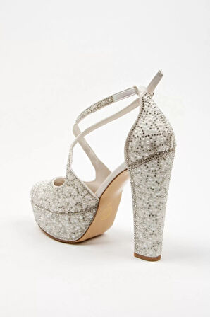 Kadın Moda Şık Gold Full Inci Zarif Tasarım Düğün Nişan Gece Abiye Ayakkabı