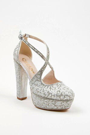 Kadın Moda Şık Gold Full Inci Zarif Tasarım Düğün Nişan Gece Abiye Ayakkabı