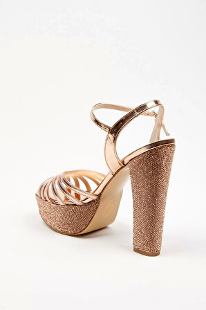 Kadın Moda Şık Gümüş Ayna Çapraz Ökçe Poli Taş Düğün Nişan Gece Abiye Ayakkabı