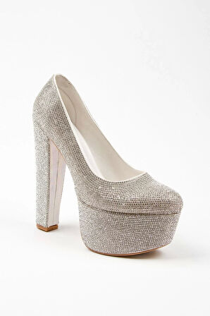 Kadın Moda Şık Gold Janjan Full Taş Düğün Nişan Gece Abiye Ayakkabı