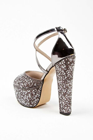 Kadın Moda Şık Gold Ayna Full Inci Düğün Nişan Gece Abiye Ayakkabı