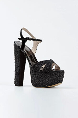 Kadın Moda Ayna Full Inci Taşlı Çapraz Klasik Topuklu Platformlu Düğün Nişan Gece Abiye Ayakkabı