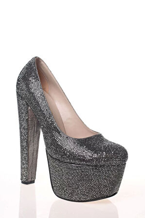 Kadın Moda Şık Gold Full Taş Yüksek Topuk Topuklu Düğün Nişan Gece Abiye Ayakkabı