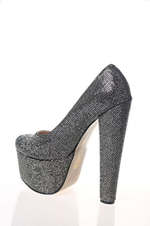 Kadın Moda Şık Gold Full Taş Yüksek Topuk Topuklu Düğün Nişan Gece Abiye Ayakkabı