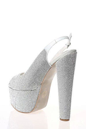 Kadın Moda Şık Gold Full Taş Yüksek Topuk Topuklu Düğün Nişan Gece Abiye Ayakkabı