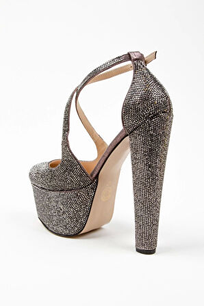 Kadın Moda Şık Gold Janjan Full Taş Düğün Nişan Gece Abiye Ayakkabı