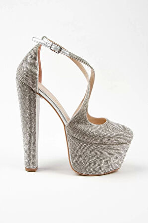 Kadın Moda Şık Gold Janjan Full Taş Düğün Nişan Gece Abiye Ayakkabı