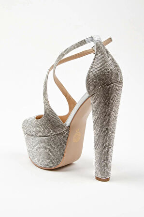 Kadın Moda Şık Gold Janjan Full Taş Düğün Nişan Gece Abiye Ayakkabı